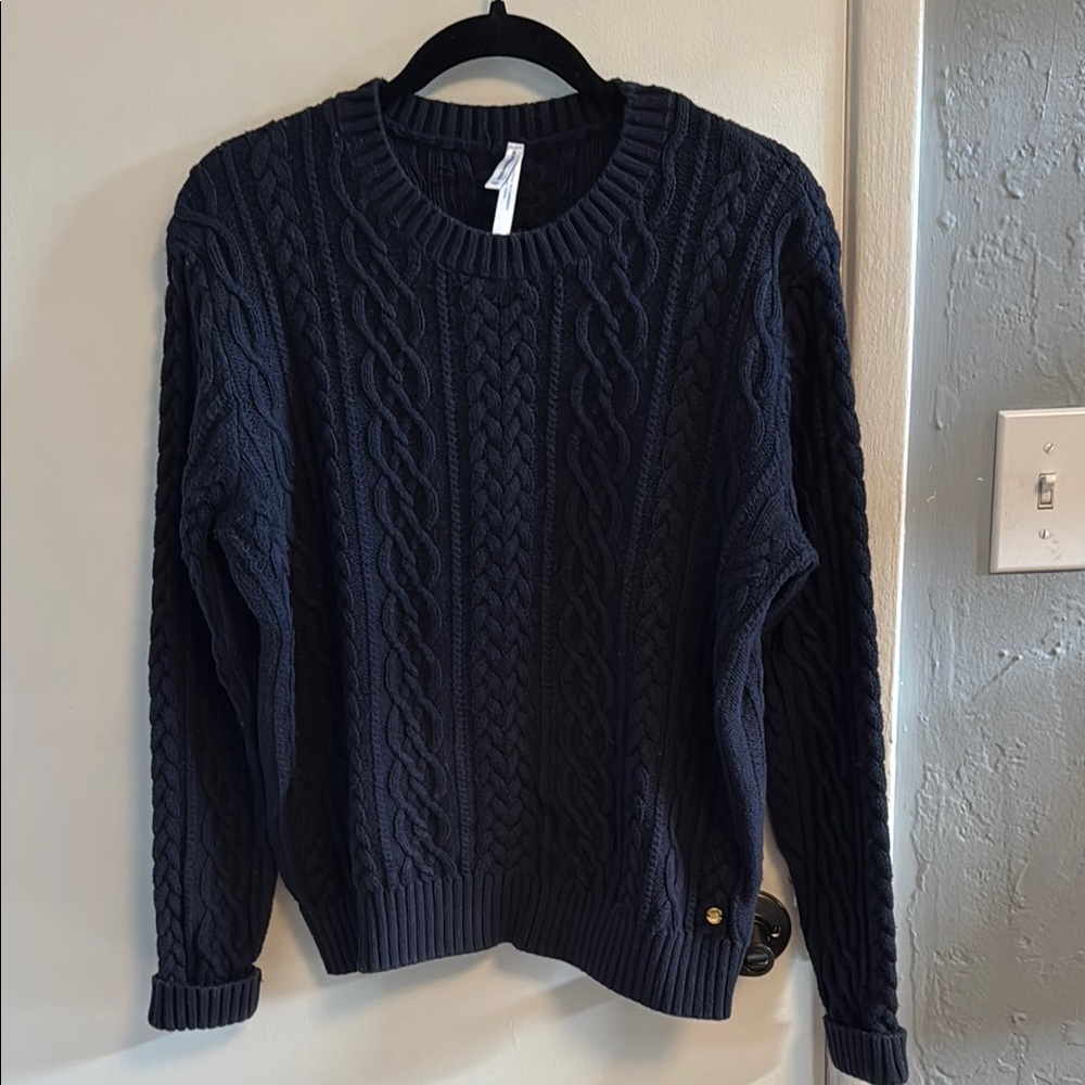 EUC Southern Tide Classic Navy Cable Knit Sweater.  Cotton & Cashmere. Size L.